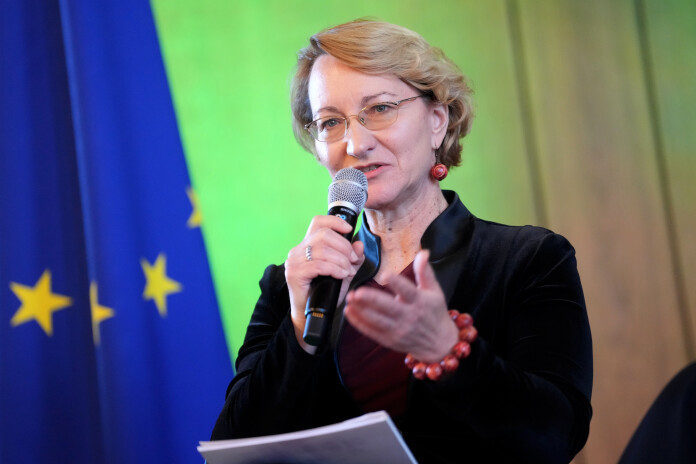 Izgītības un Zinātnes ministre Dace Melbārde. Foto: Ieva Leiniša, Leta