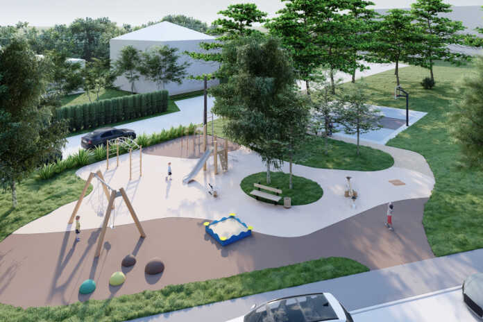 Rotaļu un sporta laukuma vizualizācija.