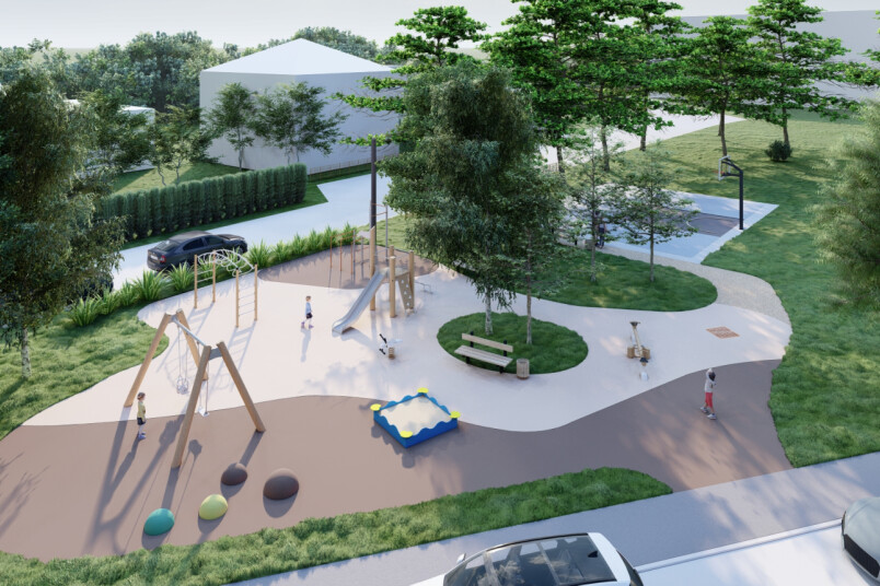 Rotaļu un sporta laukuma vizualizācija.