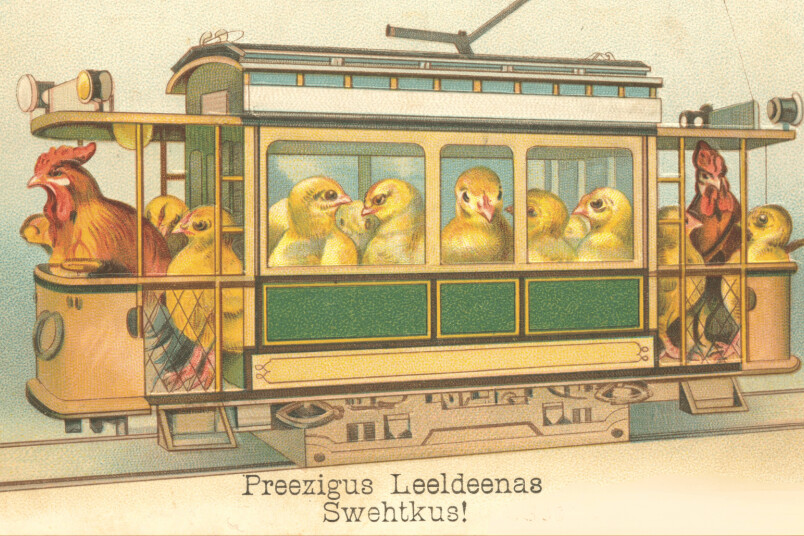 Lieldienu apsveikuma pastkarte. 20. gs. sākums. Rīgas vēstures un kuģniecības muzeja krājums.